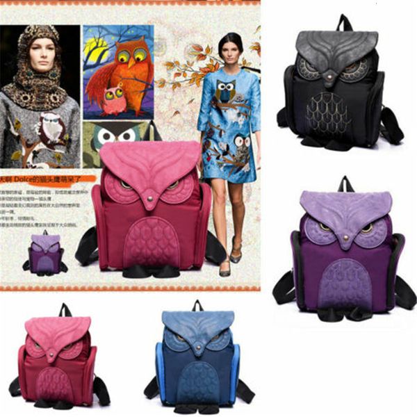 

2019 brand new style women pu leather cartoon owl animal backpack shoulder schoolbags travel rucksack