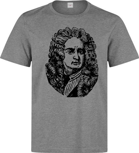 

2019 новое лето мужчины горячие продажи мода исаак ньютон, известный ученый black artwork мужская футболка серый tee shirt