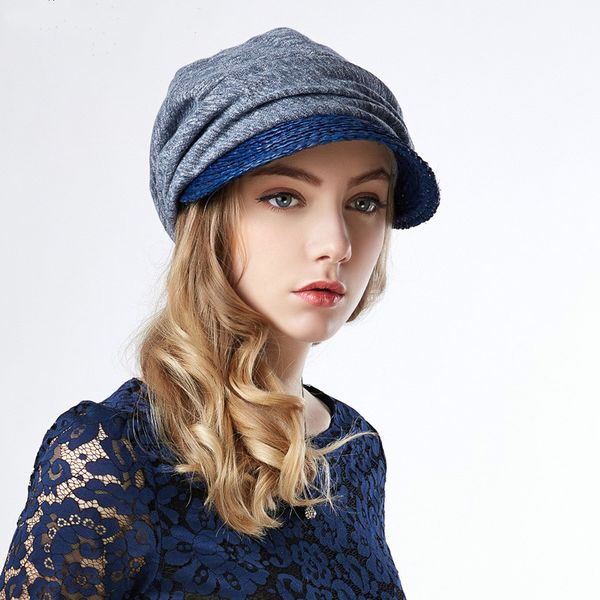 

berets spring summer vintage women wide brim sun hats femal casual visoroutdoor sport hiking visor hat uv protection bucket, Blue;gray