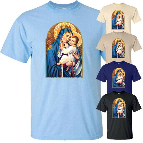 

богоматерь гора кармель v2 католическое t shirt всех размеров s-5xl белых голубого синего лето o шеи топы футболочка