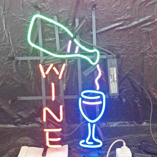

wine неоновый знак свет открытый бар клуб дисплей развлечения украшение неоновый свет лампы с металлическим каркасом езервное