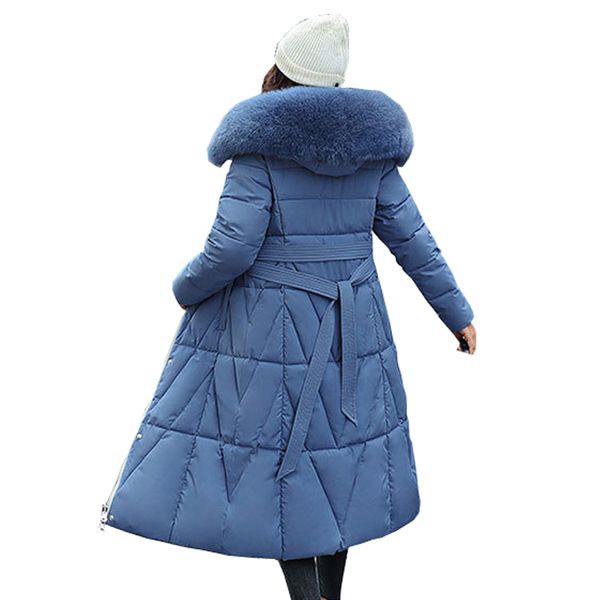 

thick students outwear 2020 new korean slim hairy collar long and medium length knee down jacket for women, Black