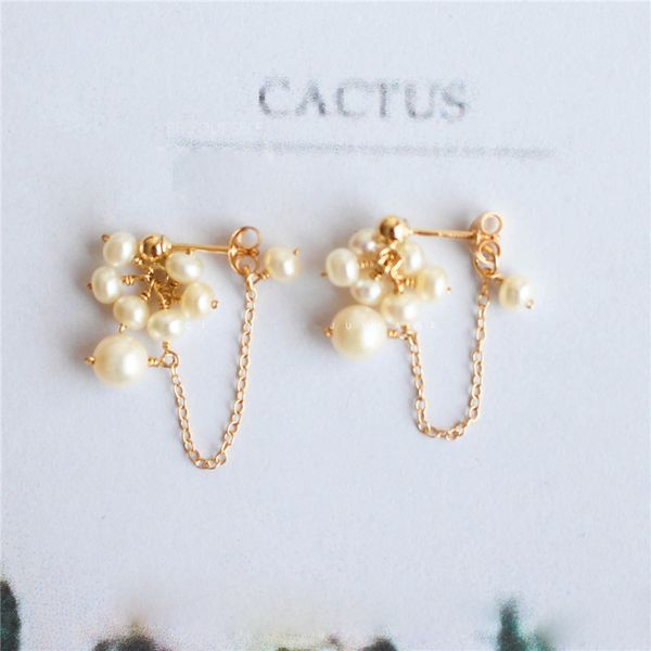 

pearl earrings handmade gold filled brinco vintage party jewelry not fade pendientes oorbellen earrings for women, Silver