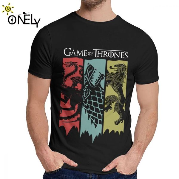 

man tee shirt game of thrones house targaryen stark lannister comfortable leisure crewneck harajuku streetwear t-shirt