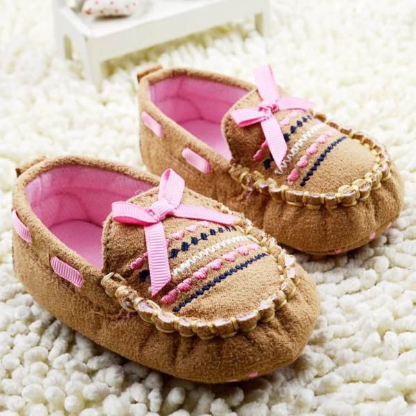 

first walkers casual baby toddler boy girl bow brown soft sole handmade crib shoes l07