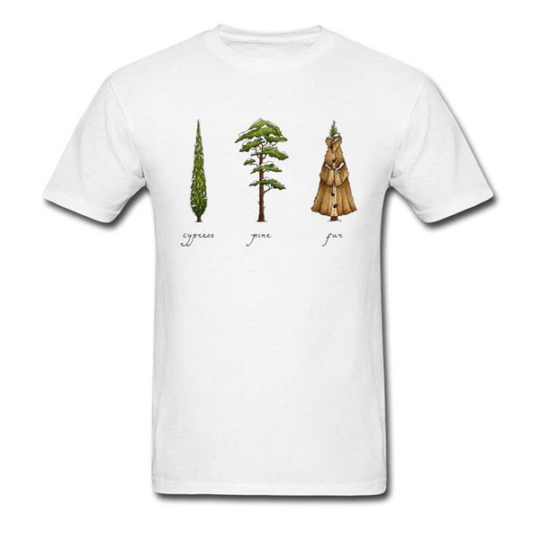 

white faddish simple style tee shirts know your coniferous trees green plants t-shirts women men t shirts fashion