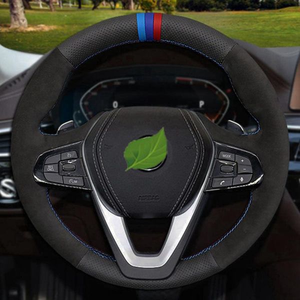 

genuine leather suede diy hand-stitched car steering wheel cover for g20 g21 g30 g31 g32 x3 x5 g05 x7 g07 g01 x4 g02 z4 g29