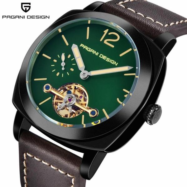 

wristwatches pagani design luxury brand men's automatic mechanical watch leather waterproof, Slivery;brown