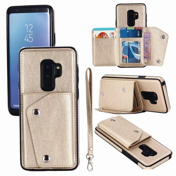 

pu leather case with back multiple card slots portable string for samsung galaxy s10 s10e s10 plus s8 s9 note 10 pro note 8 9 100pcs/lot