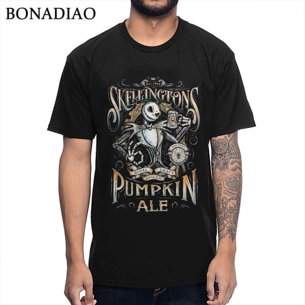 

novelty pumpkin jack skeleton halloween nightmare before christmas t shirt natural cotton unique la camiseta s-3xl plus size, White;black