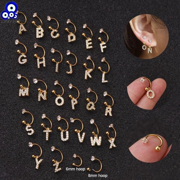 

dangle & chandelier lucky eye letter drop earrings gold color micro pave 26 alphabet small for women girls fashion jewelry le443, Silver