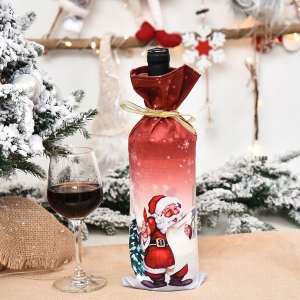 

adornment cartoon printing doll red set santa claus bag doll wine bottle wine bottle restaurant home dressing supplies k3m41