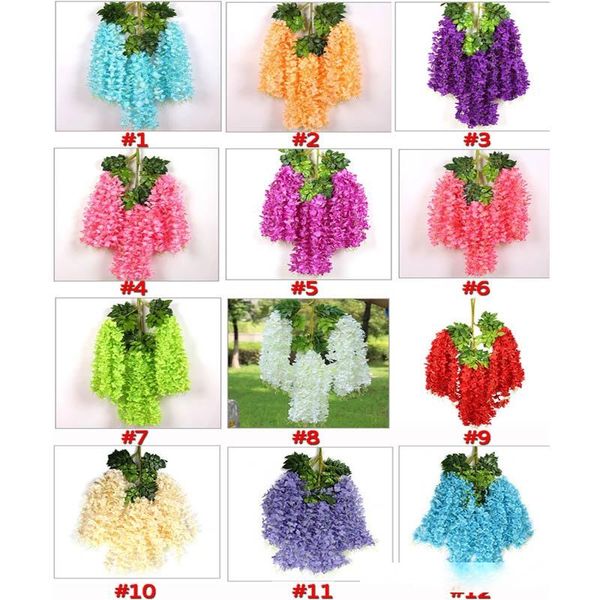 

upgraded artificial dense wisteria silk flower festive wedding party bouquet garland home decorations vine rattan ivy flowers ornament 110cm