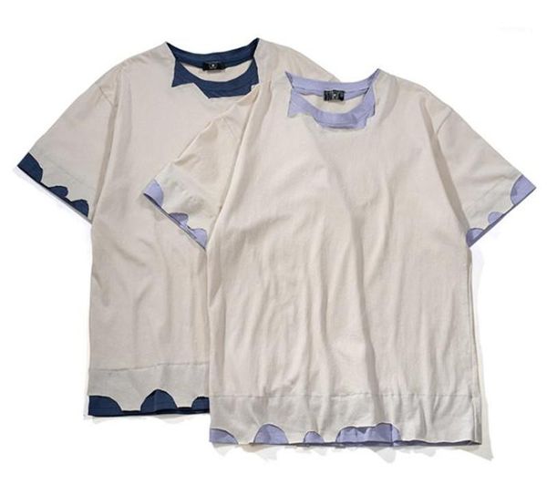 

clothing rag panelled mens designer tshirts fashion loose short sleeve pullover mens womens tees casual couples, White;black