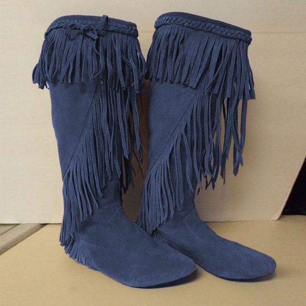

boots women pu leather firnge retro casual womans booties gladiator low heel shoes ladies fashion botas mujer invierno tw484, Black