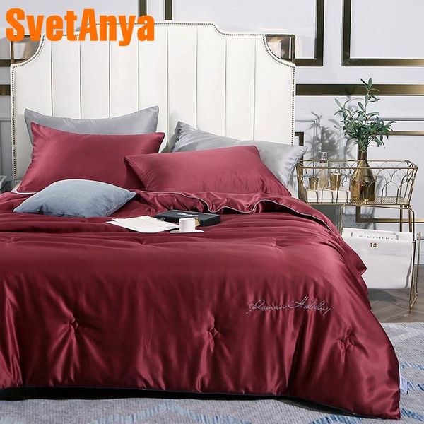 

svetanya 2020new artificial silk thin quilt embroidered solid color throws blanket