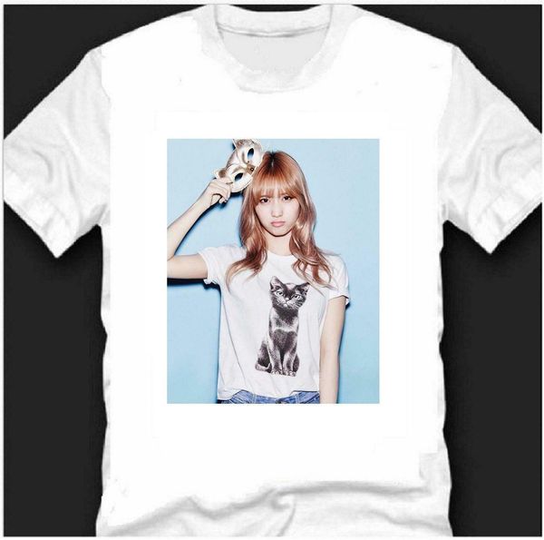 

twice's momo - white t-shirt round neck tee shirt