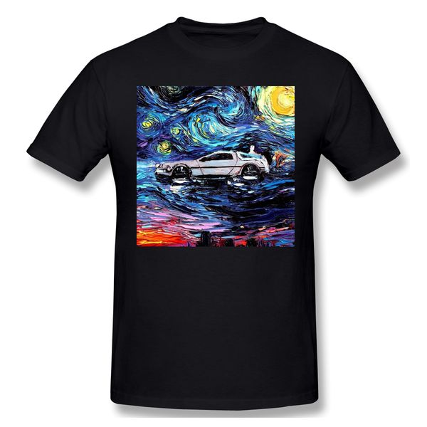 

поп-культура mashup назад ван гог t-shirt мужчины печать базовая tee shirt забавный дизайн назад в будущее homme top бесплатная доставка