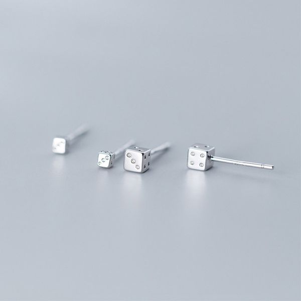 

stud 925 sterling silver simple cubes square earrings for women tiny dice small earring girl luxury sterling-silver-jewelry, Golden;silver
