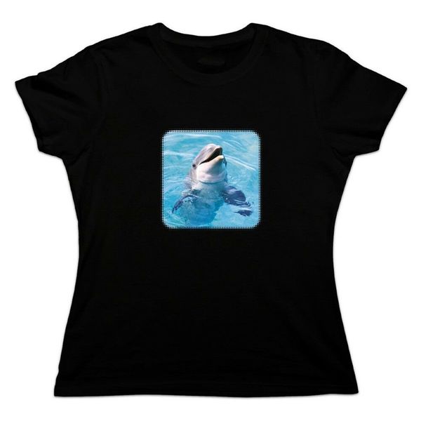 

дельфин в океане женщин новизна футболка красочный tee shirt
