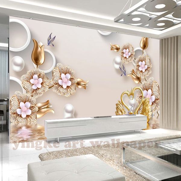 

custom 3d stereoscopic p wallpaper flower romantic jewelry rose wall mural wallpapers for living room bedroom de parede