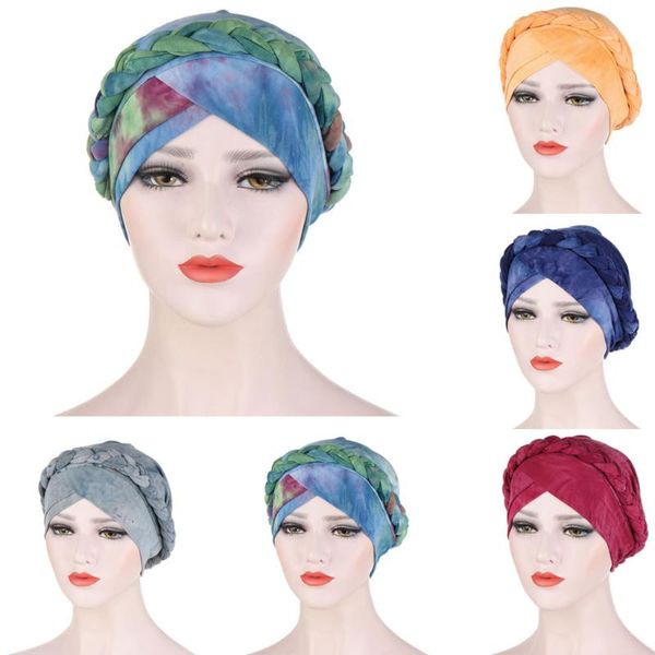 

женщины хлопок печать hat для моды главы индии африки мусульманского упругие тюрбана cap hat платок wrap арабских шарфов обруча 8,27, Blue;gray