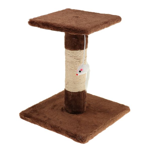

funny indoor cat platform scratching post climbing frame hanging mouse toy