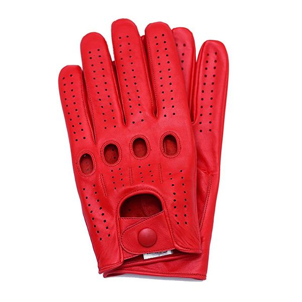 

new arrival mens gloves goatskin leather riding driving gloves full finger non unlined slip mitten for male real leather, Blue;gray