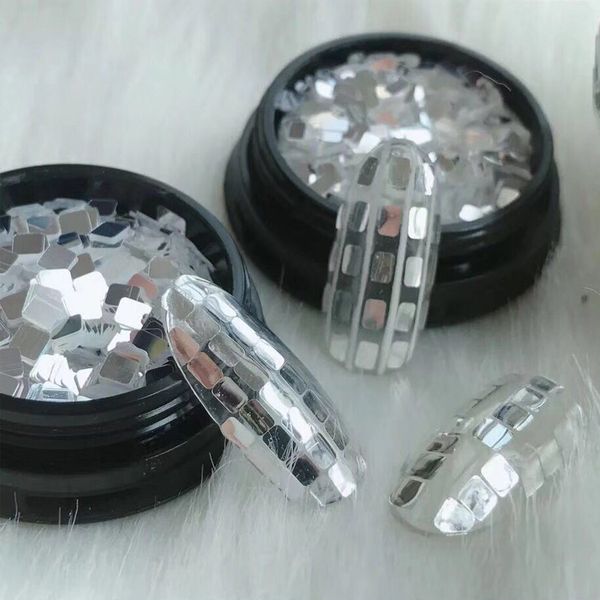 

nail glitter 1box laser sequins silver/blue flake ultrathin mermaid 2x2mm/2x3mm/0.2x3mm art 2021 gdi20, Silver;gold