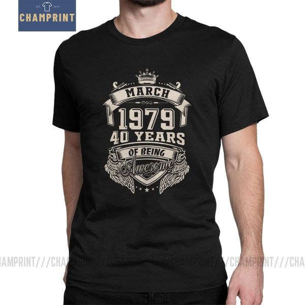 

born in march 1979 t-shirt 40 years of being awesome man's birthday t shirt fun cotton short sleeve tees