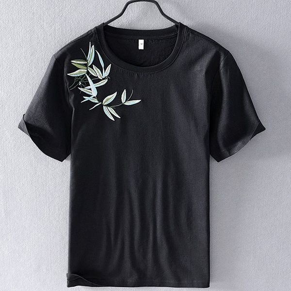 

men's t-shirts summer mens short sleeve casual linen tees fashion slim m-3xl, White;black