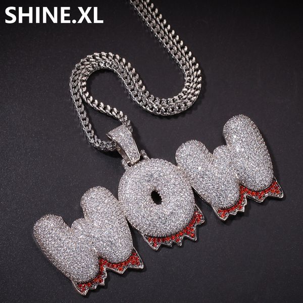 

hip hop custom name bubble letter gold silver color plated new style iced out micro paved cz stone necklace for men women