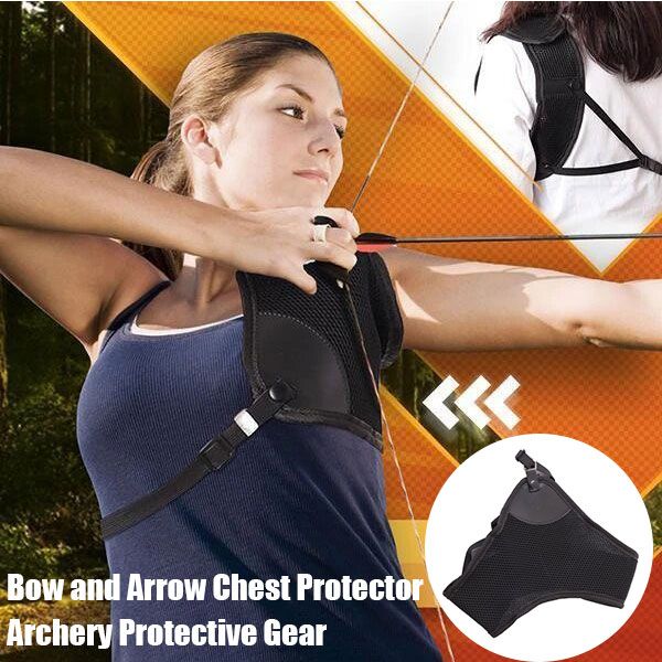 

ultimate archery pro chest guard hunting sports archery adjustable chest protector guard bow arrow safety protective whs, Black;blue