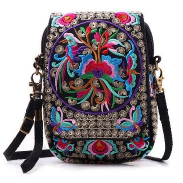 

bolsa feminina school backpack women's canvas beautiful floral embroidered pattern ethnic crossbody shoulder bag