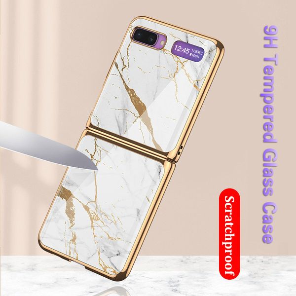 

marble tempered glass fold case for samsung galaxy z flip 2020 phone case for samsung z flip galaxy zflip ultra thin cover coque