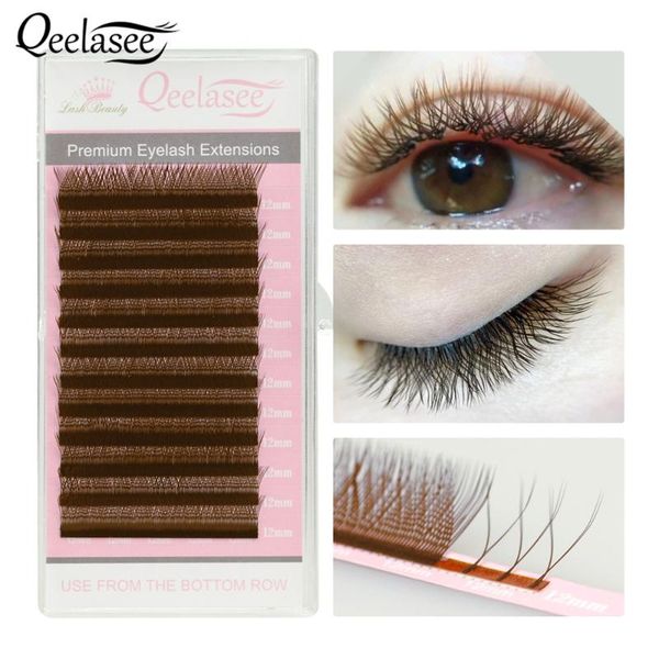 

false eyelashes qeelasee brown y-shape lashes hand-woven faux mink yy super natural soft eyelash grafting russian volume