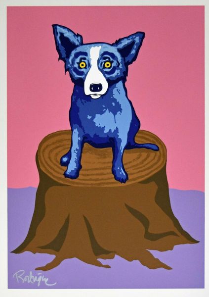 

george rodrigue blue dog dog on a stump home decor handpainted &hd print oil painting on canvas wall art canvas pictures 200912