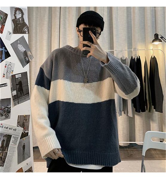 

casual mens свободный пуловер свитер конструктор tops мужские трикотажные свитера моды patchworl с длинным рукавом, White;black