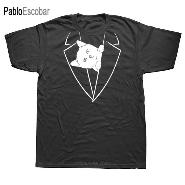 

funny tuxedo bowtie tie cat love animal pets t shirts men summer cotton harajuku short sleeve o neck streetwear black t-shirt