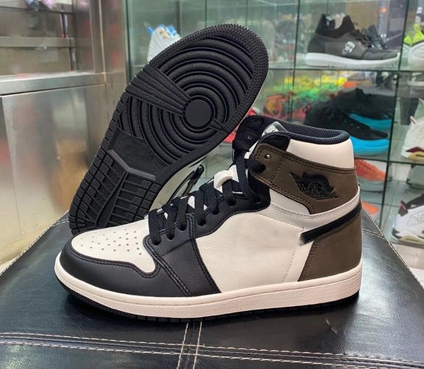 

2020 released air authentic 1 high og dark mocha sail black men women basketball shoes sports sneakers with original box