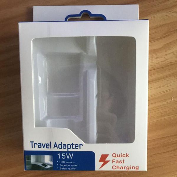 

white 15w travel charger and cable packaging box retail printing box for usb wall charger kit for samsung s8