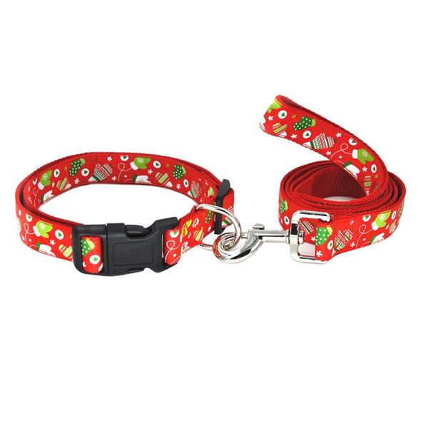 

1pc dog collar dog leash christmas gloves pattern pet collar creative pulling rope pulling strap set pet supplies
