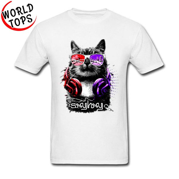 

coupons gift men's cool t-shirts hip-hop rock dj cat ustreet tshirt young college t-shirt jazz music cat cotton tees