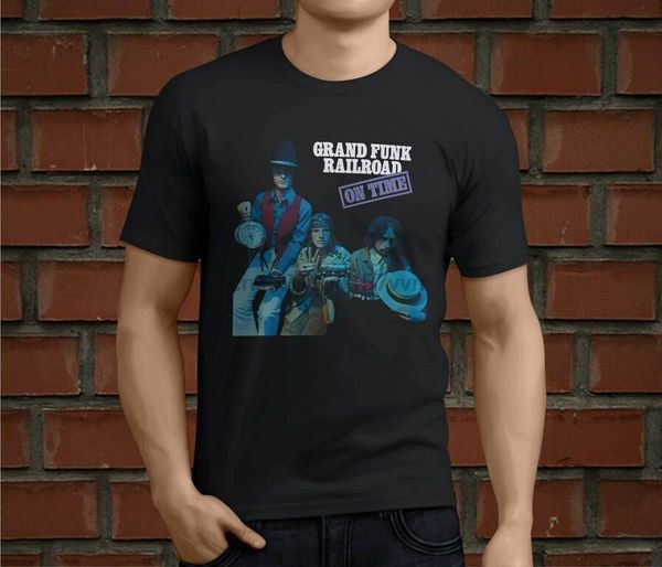 

grand funk railroad on time music men black t-shirt size s-3xl