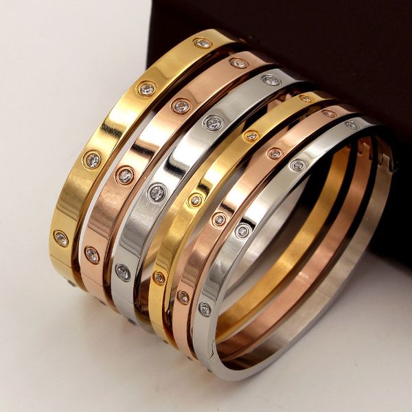 

fashion love jewelry women bangle titanium steel couple jewelry full cz white crystal buckle bracelets bangles men b002, Black