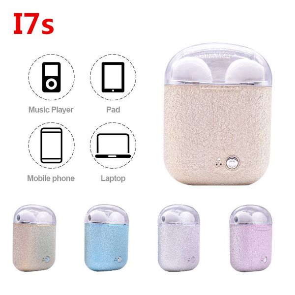 

i7s tws grind arenaceous electroplating wireless bluetooth headphones earbuds earphones with charging box for iphone x ios android
