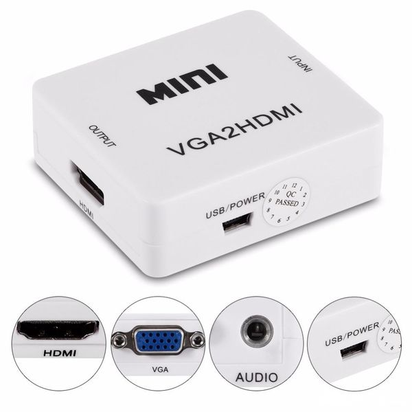 

vga to hdmi converter 1080p vga2hm adapter audio power cable for pc lapdvd to hdtv projector