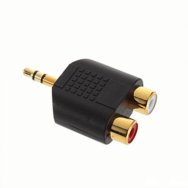 

gold/nickel plated 3.5mm stereo plug male to 2rca 2 rca female connector adapter audio 1x2 splitter dual rca av tv