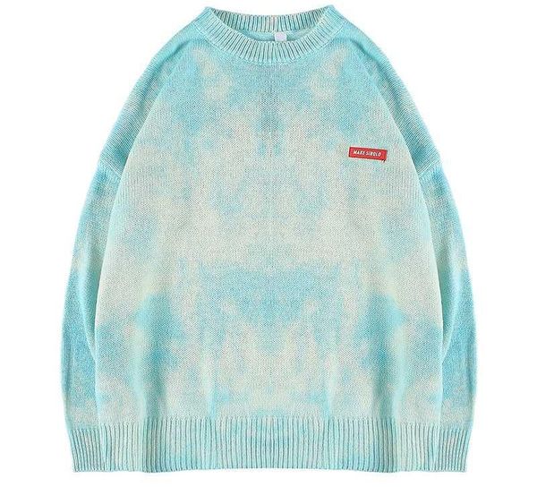 

crew neck tie dyeing hip hop sweater for men japanese streetwear 2020 spring harajuku oversized knitted sweaters men003, White;black
