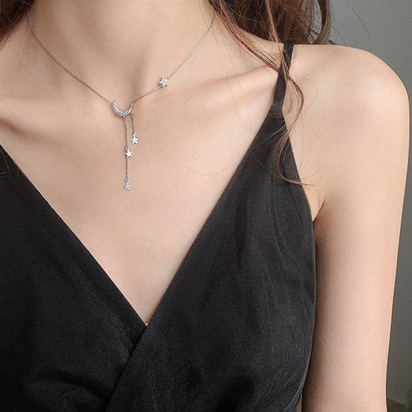 

pendant necklaces mf jewelry simple temperament, star moon necklace, fashion girl, light luxury, korean version, individual clavicle, Silver